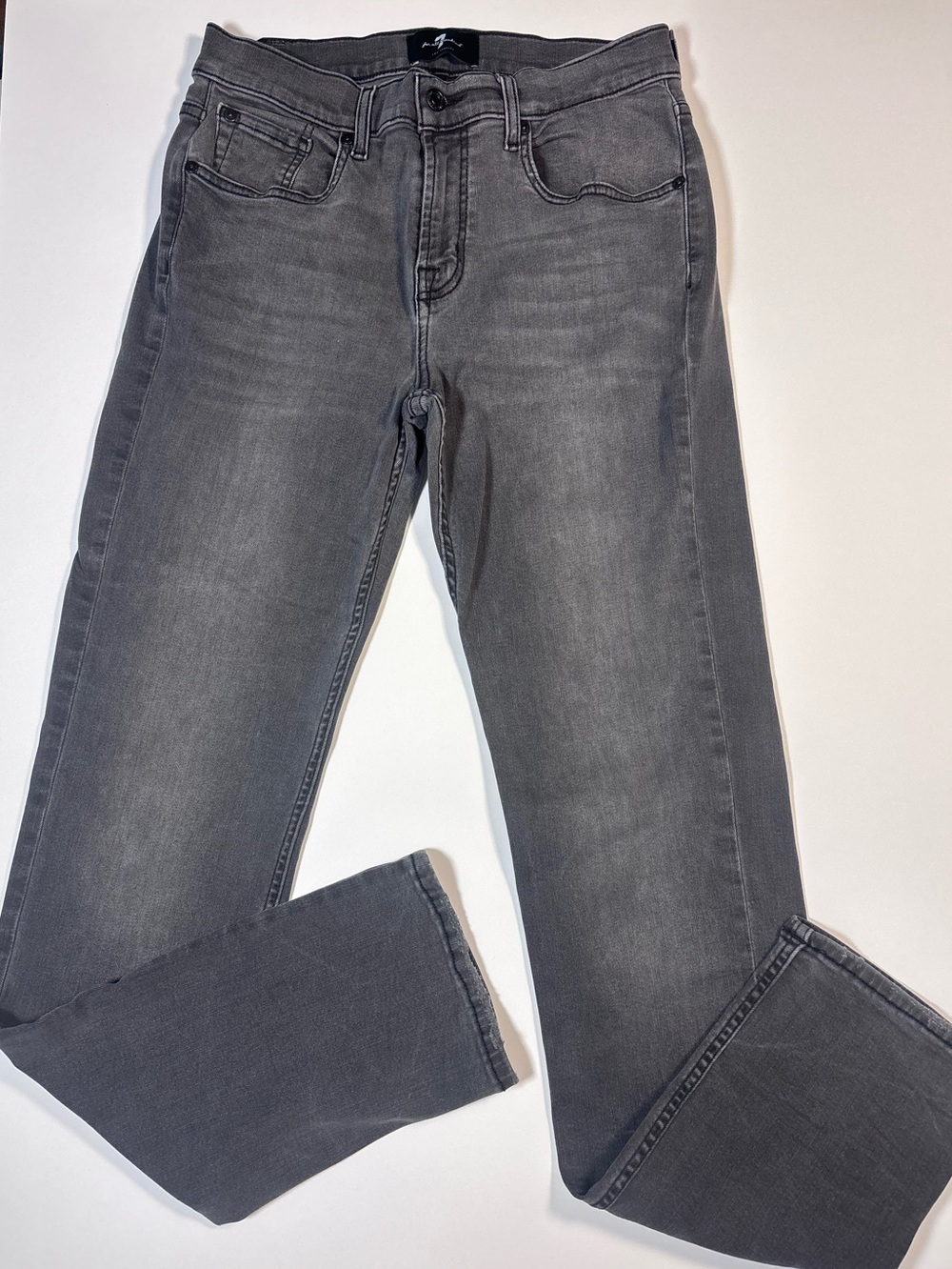 7 For All Mankind Gray Straight-Leg Jeans